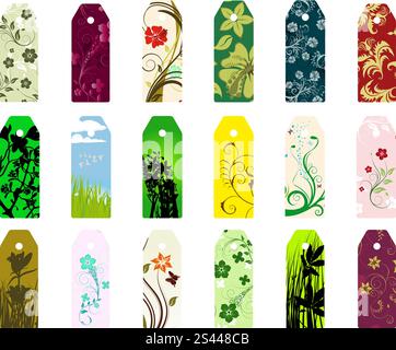 Set of  different vector floral  bookmarks for design use Stock Vector