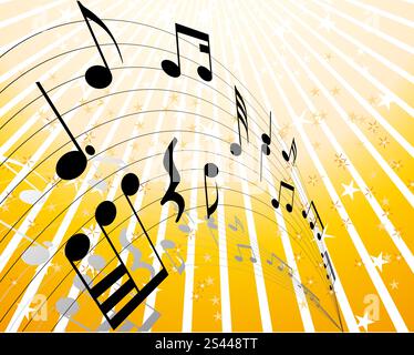 Musical note staff on the red background Stock Vector