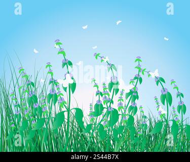 Vector illustration grass background with copy space Stock Vector