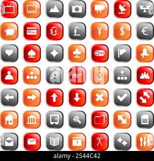 Collection of different icons for using in web design. Stock Vector