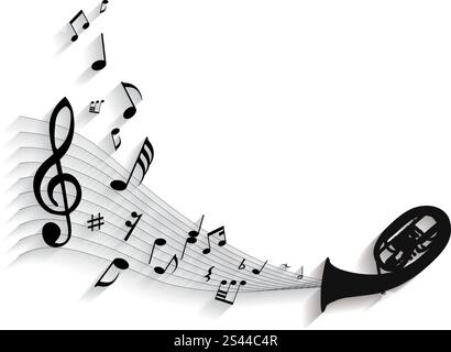Vector musical notes staff background for design use Stock Vector