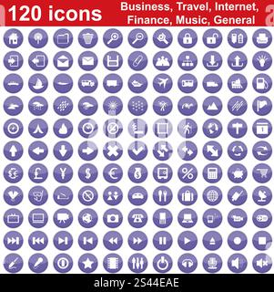 Biggest collection of 120  different icons for using in web design Stock Vector
