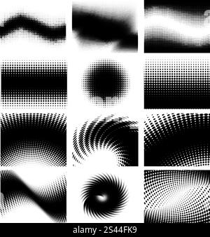 Set of different shape halftone vector background Stock Vector