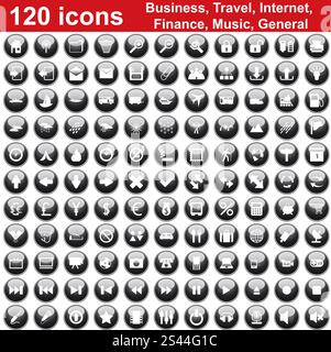 Biggest collection of 120  different icons for using in web design Stock Vector