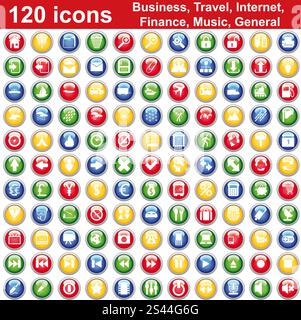 Biggest collection of 120  different icons for using in web design Stock Vector