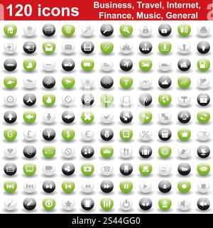 Biggest collection of 120  different icons for using in web design Stock Vector