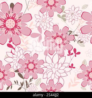 Seamless vector floral background. For easy making seamless pattern just drag all group into swatches bar, and use it for filling any contours. Stock Vector