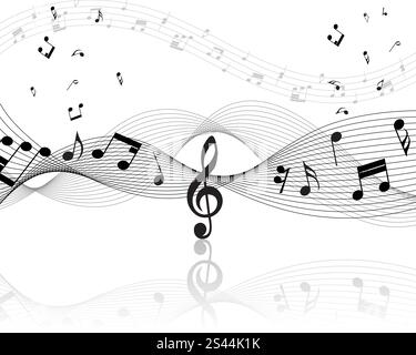 Vector musical notes staff background for design use Stock Vector