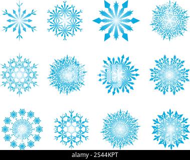 Biggest collection of vector snowflakes in different shape Stock Vector