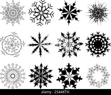 Biggest collection of vector snowflakes in different shape Stock Vector