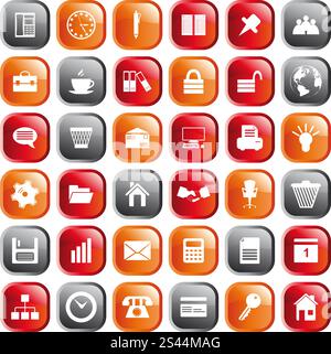 Business and office set of different vector web icons Stock Vector