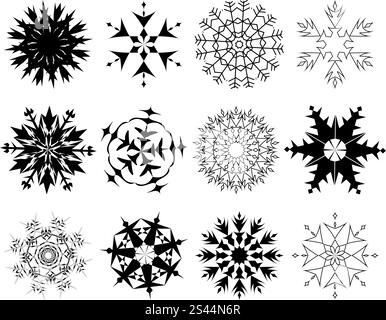 Biggest collection of vector snowflakes in different shape Stock Vector