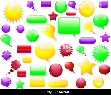 Set of different web glossy vector elements Stock Vector