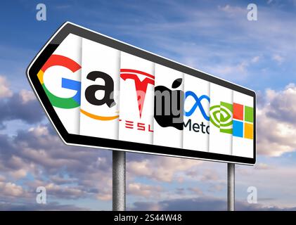 Magnificent 7 - US big tech companies Stock Photo