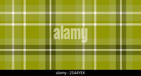 Seamless pattern with classic plaid design in shades of green and white, traditional tartan appearance. The repetition and symmetry make it suitable f Stock Vector