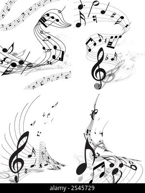 Vector musical notes staff backgrounds set for design use Stock Vector