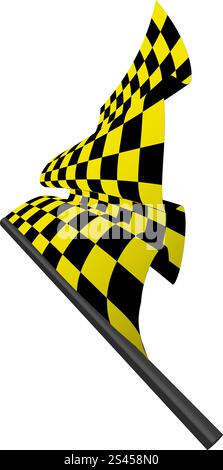 Yellow and black checked racing flag. Vector illustration. Stock Vector