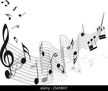 Vector musical notes staff background for design use Stock Vector