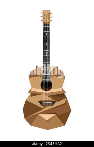 Illustration of origami polygonal classic guitar Stock Vector