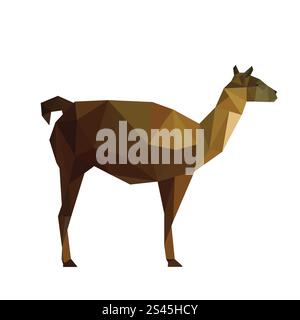 Illustration of abstract origami guanaco lama Stock Vector