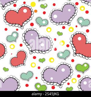 Seamless pattern with hand drawn hearts Stock Vector