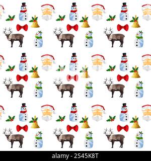 Seamless pattern with origami christmas objects Stock Vector