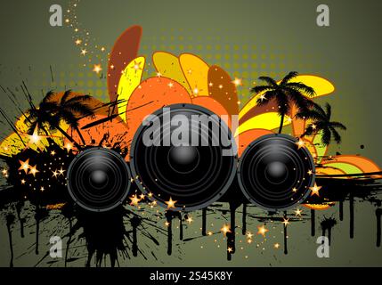 Musical grunge background. Vector illustration. Stock Vector