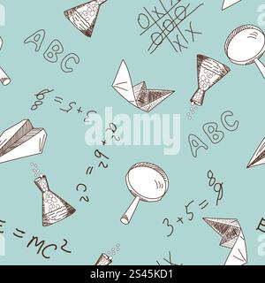 Back to school theme seamless background. Vector illustration. Stock Vector