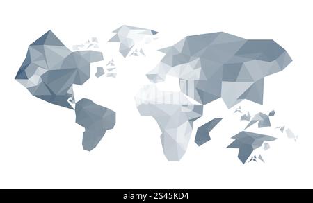 Illustration of abstract origami world map isolated on white background Stock Vector