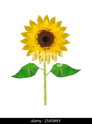 Illustration of origami sunflower isolated on white background Stock Vector