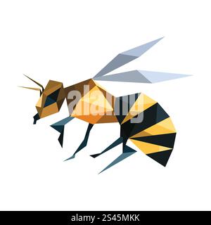 Illustration of abstract origami flying bee Stock Vector
