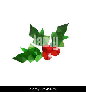 Illustration of origami christmas holly leaves Stock Vector