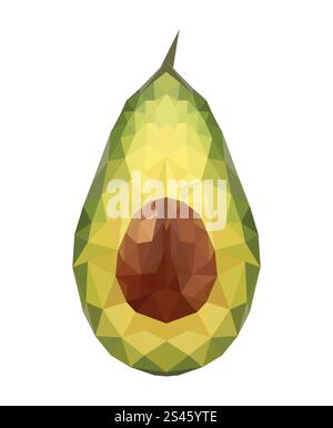 Illustration of geometric polygonal avocado isolated on white background Stock Vector