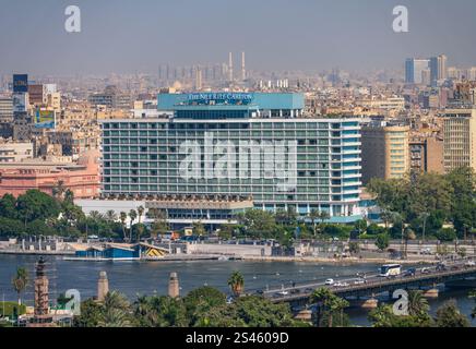 Cairo downtown and the Nile river, aerial view, Egypt Stock Photo - Alamy