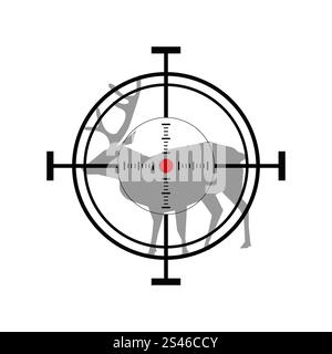 Illustration with hunting icon. Deer target. Stock Vector