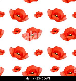 Illustration of seamless pattern with red poppies Stock Vector