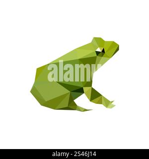 Illustration of modern flat design with origami frog, isolated on white background Stock Vector