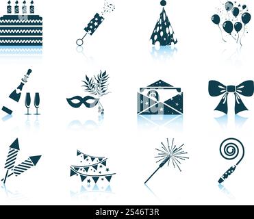 Set of celebration icons. EPS 10 vector illustration without transparency. Stock Vector