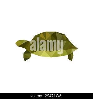 Illustration of green origami turtle isolated on white background Stock Vector