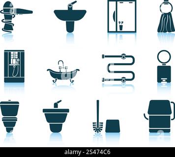 Set of bathroom icon. EPS 10 vector illustration without transparency. Stock Vector