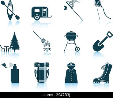 Set of camping icons. EPS 10 vector illustration without transparency. Stock Vector