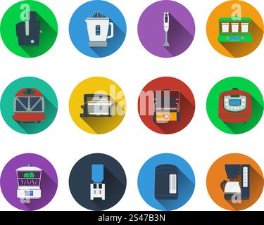 Set of kitchen equipment  icons in flat design Stock Vector