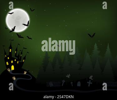 Halloween bats flying over green full moons Vector Stock Vector Image ...