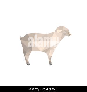 Modern flat design with origami lamb isolated on white background Stock Vector