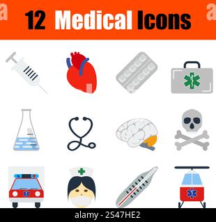 Flat design medical icon set in ui colors. Vector illustration. Stock Vector