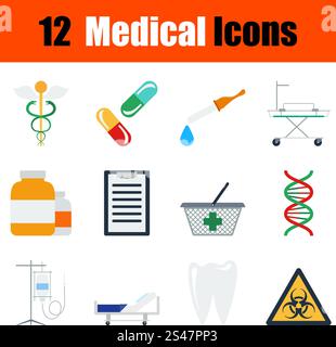 Flat design medical icon set in ui colors. Vector illustration. Stock Vector