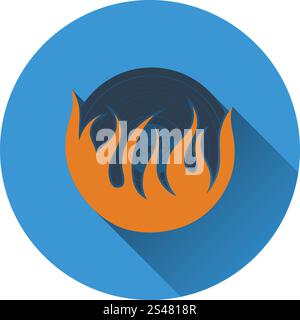 Flame vinyl icon. Flat design. Vector illustration. Stock Vector