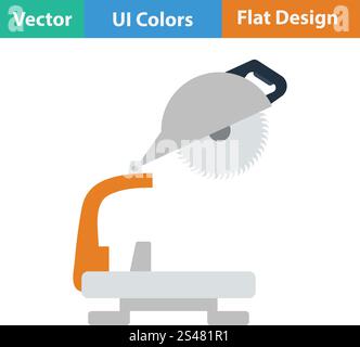 Flat design icon of circular end saw in ui colors. Vector illustration.. Flat design icon of circular end saw Stock Vector