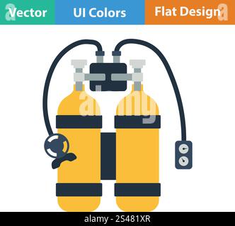 Flat design icon of scuba. Flat design icon of scuba in ui colors. Vector illustration. Stock Vector