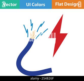 Flat design icon of  in ui colors. Vector illustration.. Flat design icon of Wire Stock Vector